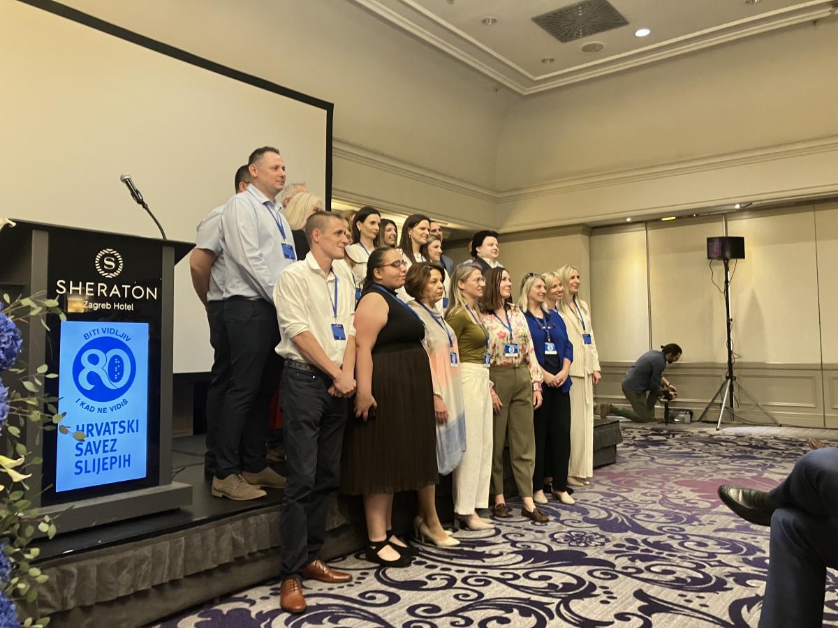 The Staff of CBU on stage at the 80th Birthday, Sheraton, Zagreb