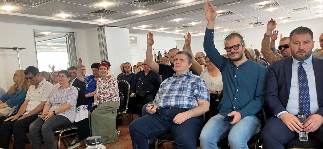 General Assembly 2026 of the Romanian Association of the Blind, delegates from 33 regional branches voting.